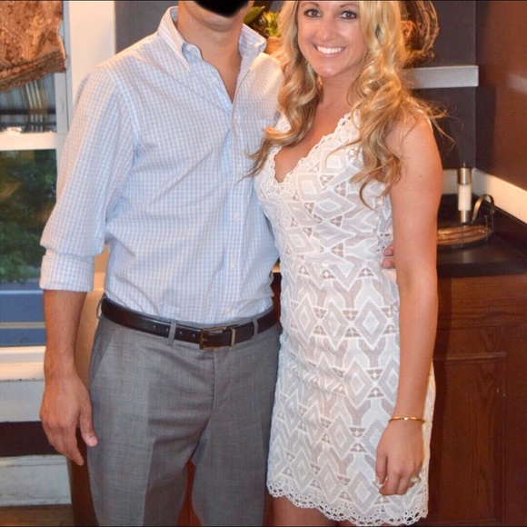 Aqua White Lace Mini Dress Sz XS - Picture 6 of 7